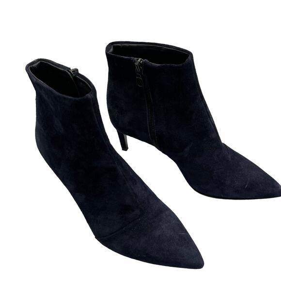 Rag & Bone Blue Suede Leather 3" Stiletto Heeled Moto Ankle Boots Zips Size 7 - Picture 13 of 16